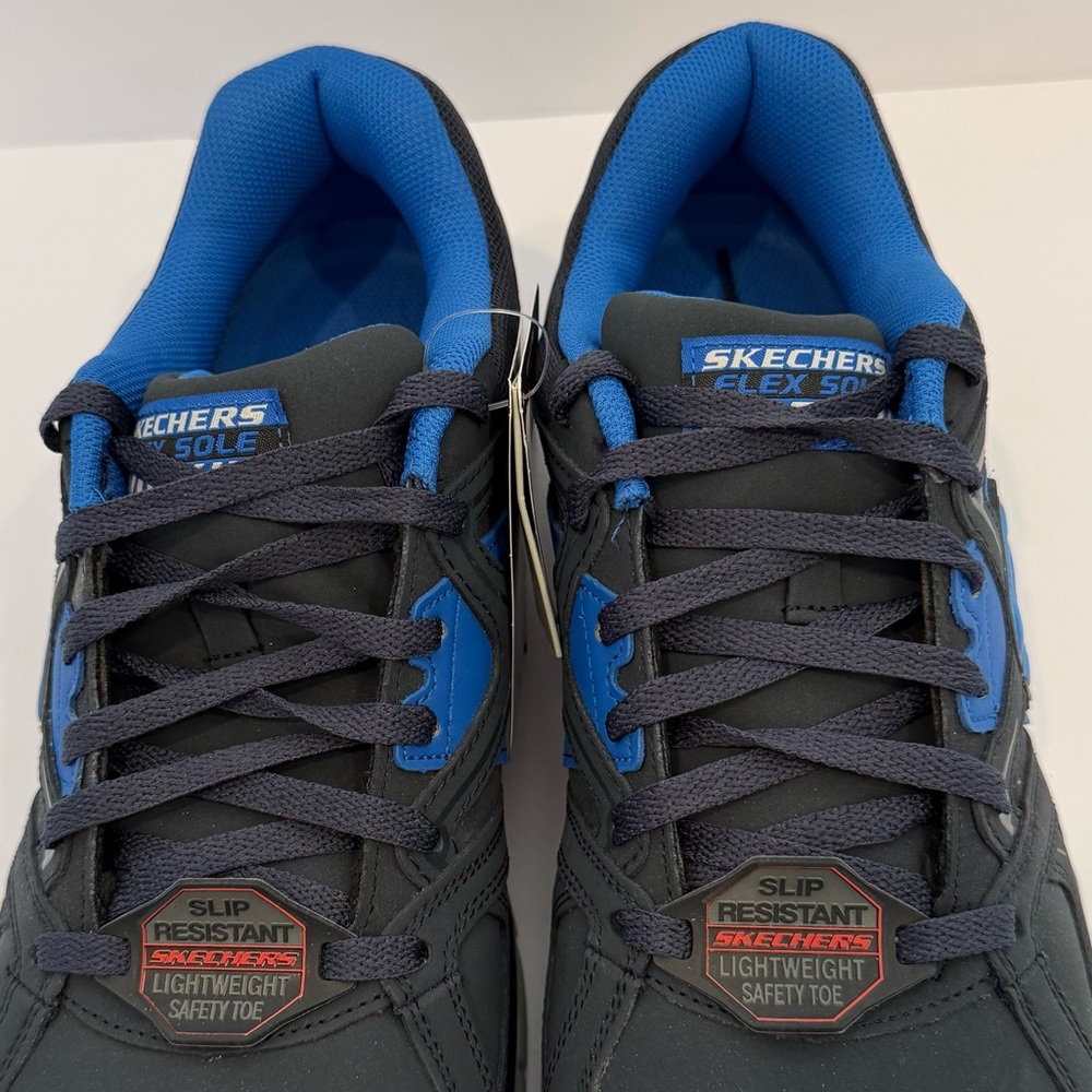 Skechers Black and Blue safety toe slip resistant sole sneakers - Picture 9 of 12